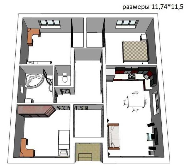 Планировка 1-этажного дома с тремя спальнями — выбираем проект по вкусу