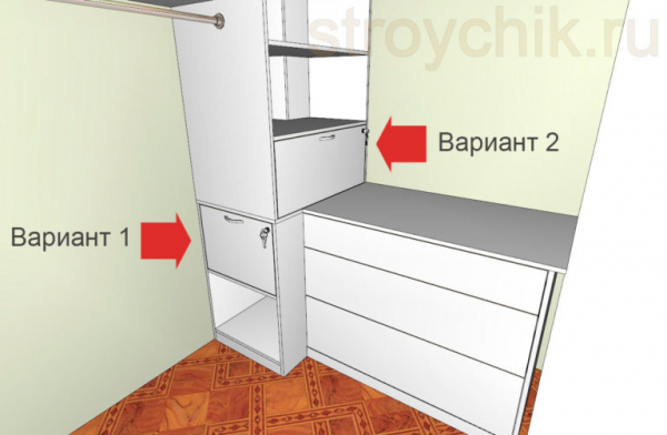 Гардеробная комната площадью 3 кв. метра: эскизы, чертежи с размерами, материалы