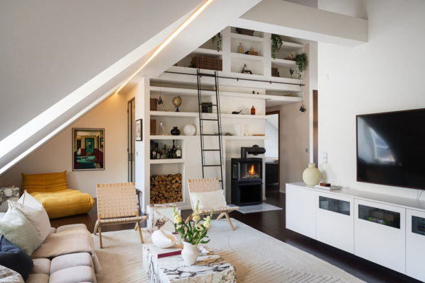 Роскошный интерьер мансардной квартиры в Стокгольме