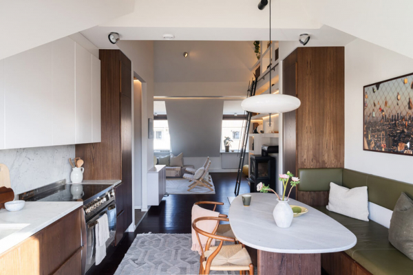 Роскошный интерьер мансардной квартиры в Стокгольме