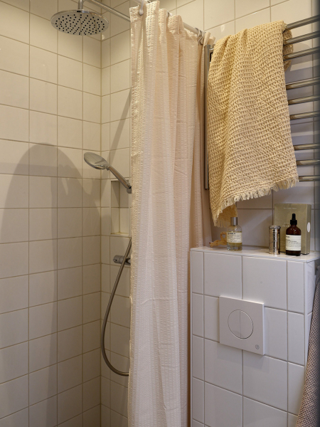 Шведская квартира с пастельными спальнями и видами на залив (54 кв. м)