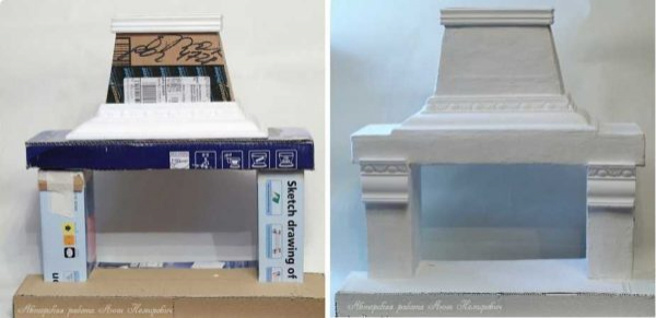 Картонный камин из коробок своими руками