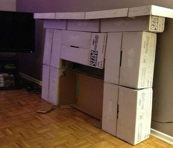 Картонный камин из коробок своими руками