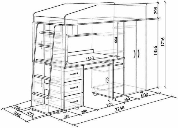 Делаем кровать чердак сами (2 фотоотчета + чертежи)