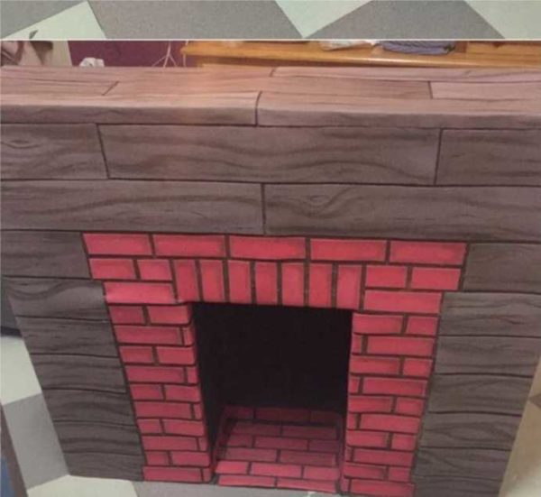 Картонный камин из коробок своими руками