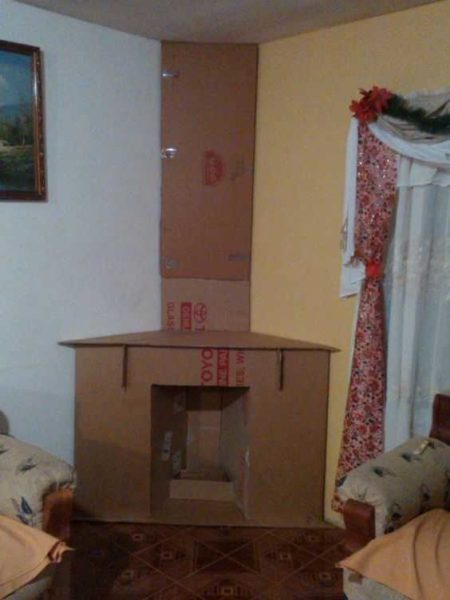 Картонный камин из коробок своими руками