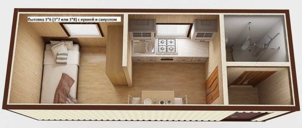 Дачные бытовки из двух комнат с туалетом и душем