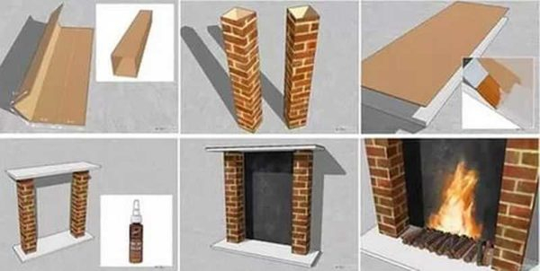 Картонный камин из коробок своими руками