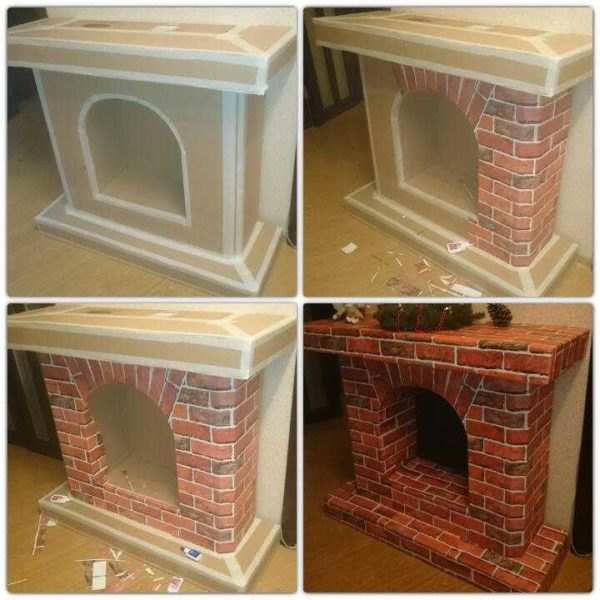 Картонный камин из коробок своими руками