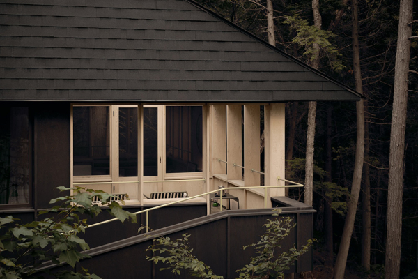 Стильный интерьер в окружении леса в Канаде