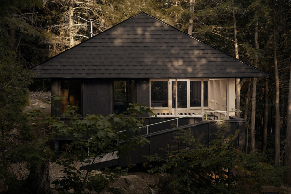 Стильный интерьер в окружении леса в Канаде