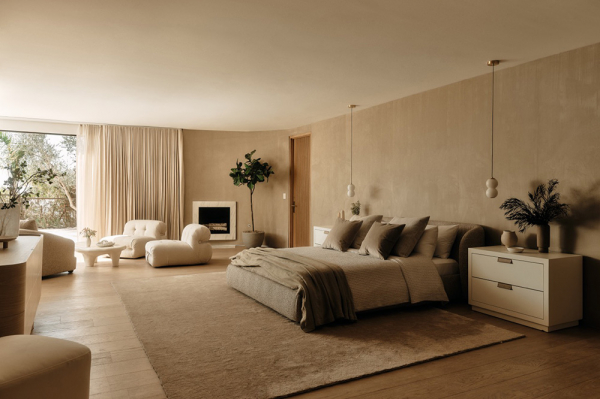 Теплый современный дизайн одноэтажной виллы на холме в Калифорнии Теплый современный дизайн одноэтажной виллы на холме в Калифорнии