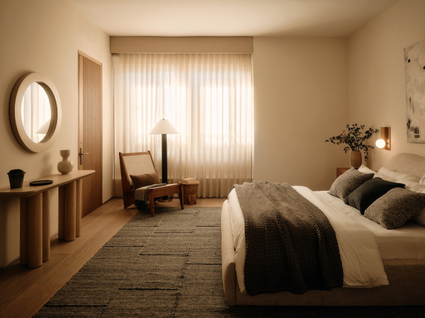 Теплый современный дизайн одноэтажной виллы на холме в Калифорнии Теплый современный дизайн одноэтажной виллы на холме в Калифорнии