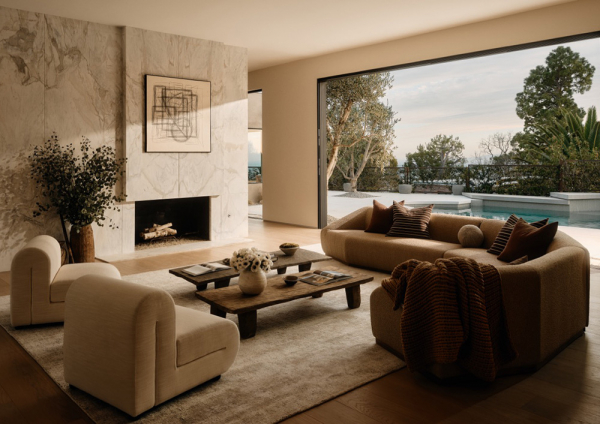 Теплый современный дизайн одноэтажной виллы на холме в Калифорнии Теплый современный дизайн одноэтажной виллы на холме в Калифорнии