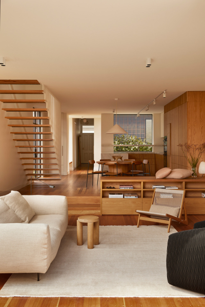 Тёплый современный интерьер одноэтажного дома в Мельбурне Тёплый современный интерьер одноэтажного дома в Мельбурне