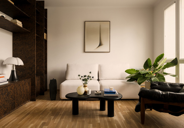 Строгий элегантный дизайн небольшой квартиры в модернистском доме в Варшаве (55 кв. м)