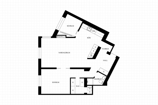 Светлая и уютная угловая квартира в Стокгольме (78 кв. м)