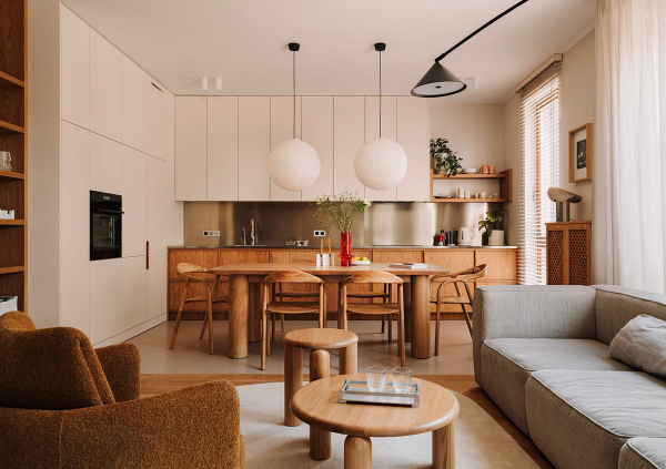 Тёплый современный интерьер для молодой семьи в Варшаве Тёплый современный интерьер для молодой семьи в Варшаве