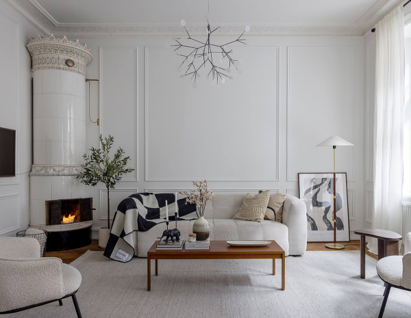 Белая, элегантная, с камином: квартира в Мальмё (75 кв. м) Белая, элегантная, с камином: квартира в Мальмё (75 кв. м)