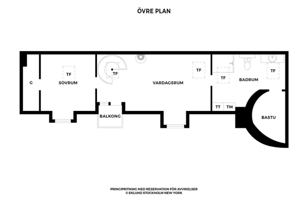 Два уровня и спиральная лестница: квартира с мансардой в Стокгольме