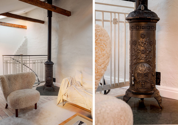 Два уровня и спиральная лестница: квартира с мансардой в Стокгольме