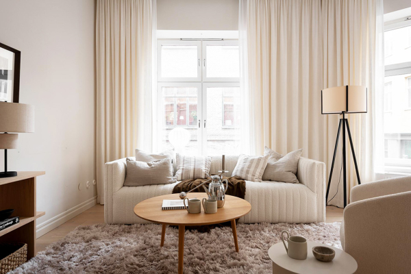 Кремовый интерьер современной скандинавской квартиры (66 кв.м) Кремовый интерьер современной скандинавской квартиры (66 кв.м)