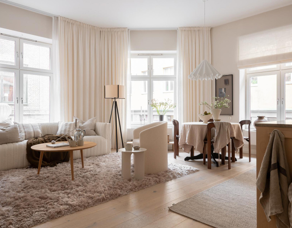 Кремовый интерьер современной скандинавской квартиры (66 кв.м) Кремовый интерьер современной скандинавской квартиры (66 кв.м)