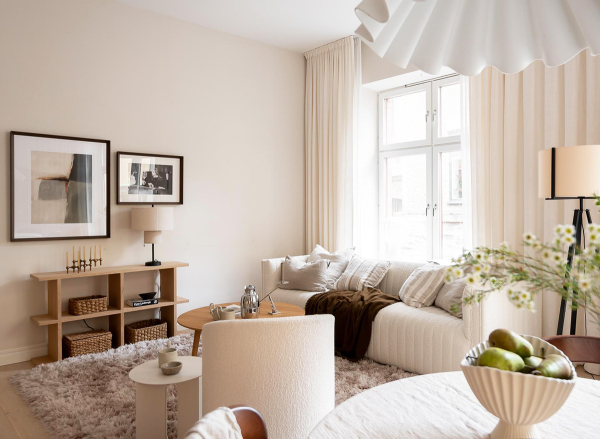 Кремовый интерьер современной скандинавской квартиры (66 кв.м) Кремовый интерьер современной скандинавской квартиры (66 кв.м)