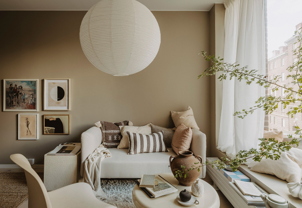 Маленькая квартира в Швеции с удлинённой планировкой и небольшой террасой (38 кв. м)