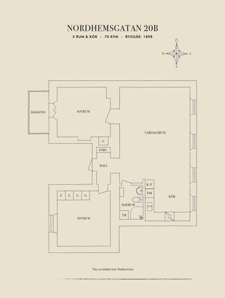 Открытая гостиная с галереей постеров и тёмные спальни: квартира в Швеции (71 кв. м)