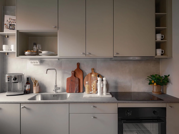 Тёплый монохромный интерьер бюджетной квартиры в Швеции (74 кв. м) Тёплый монохромный интерьер бюджетной квартиры в Швеции (74 кв. м)